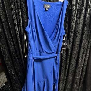 Blue Sleeveless Wrap Dress By & By S (4-6)